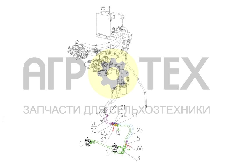 Чертеж Гидросистема половоразбрасывателя (161.09.09.000-01Ф)